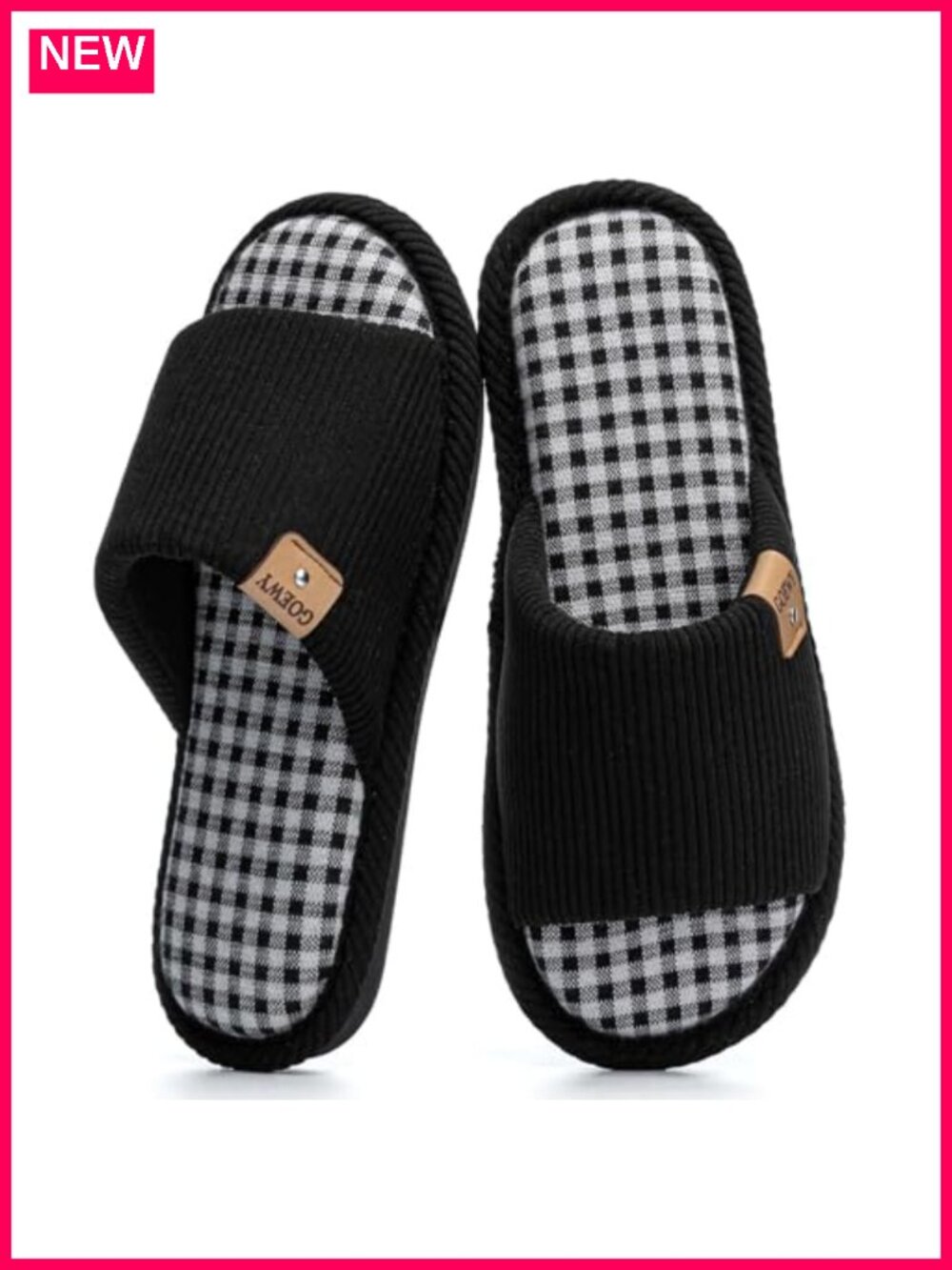 Corduroy Memory Foam Open Toe Slippers Women House Slippers Anti-Skid
